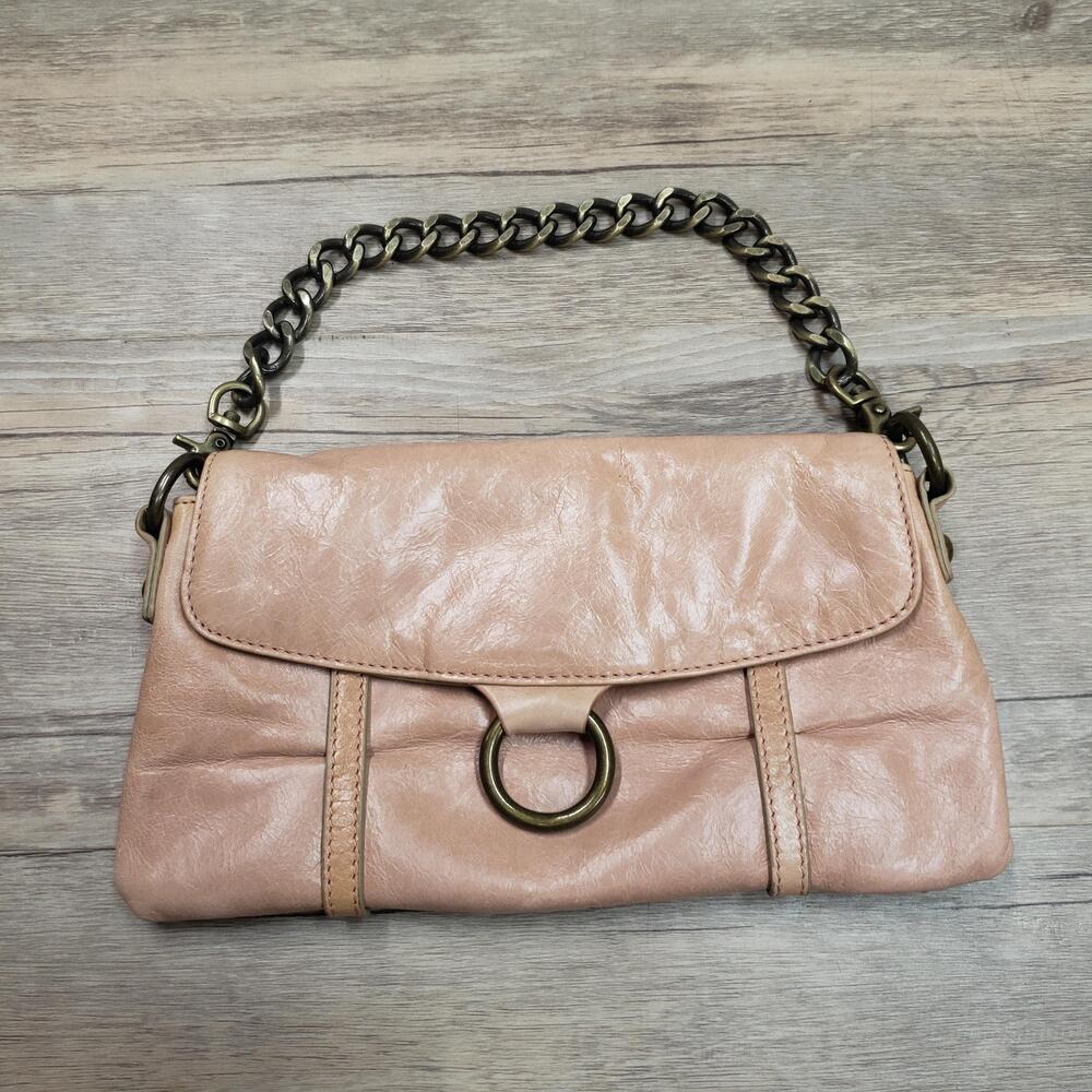 HOBO International Shoulder Bag Womens Leather Chain Handle Ring Hardware